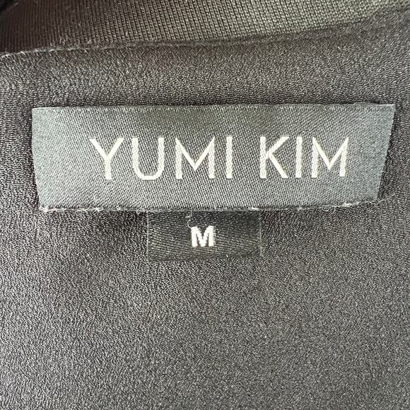 YUMI KIM It Takes Two Top Only Black Long Sheer Sleeves Cropped Tie Front Size M - Picture 6 of 8